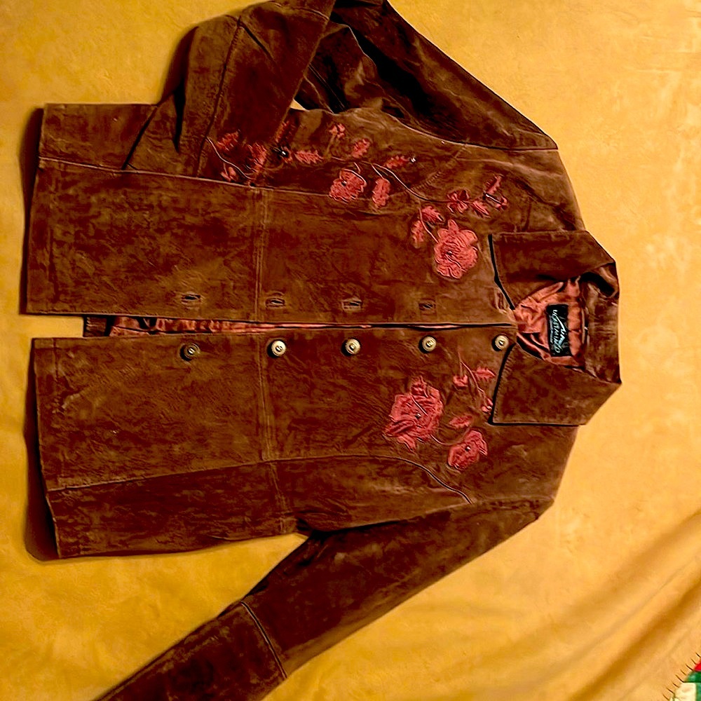 Montana Company genuine suede embellished leather jacket size womens medium